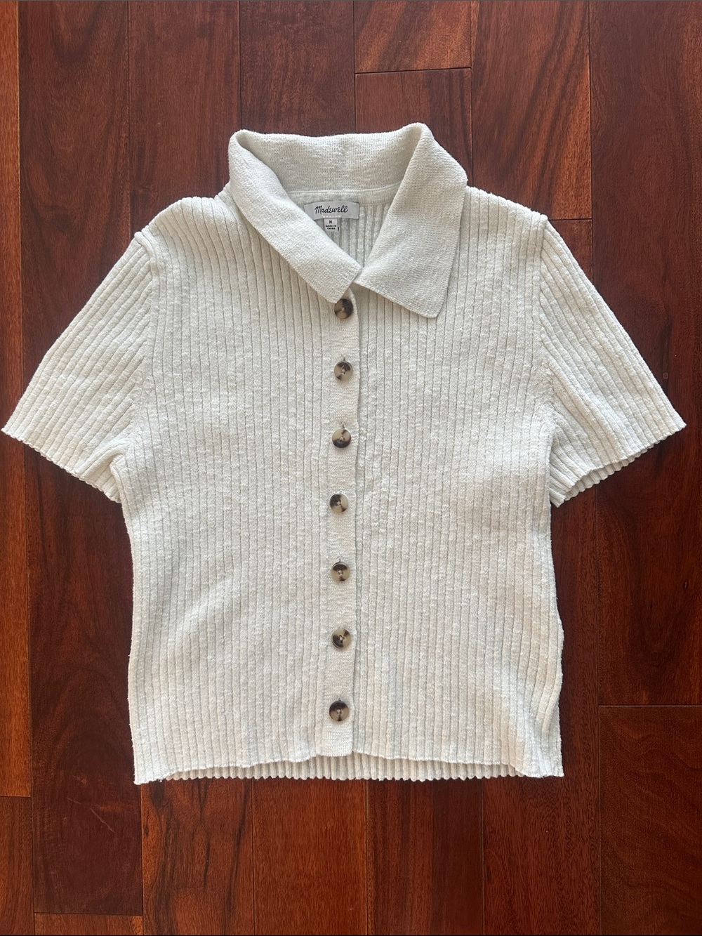 Madewell Cream Ribbed Short-Sleeve Sweater